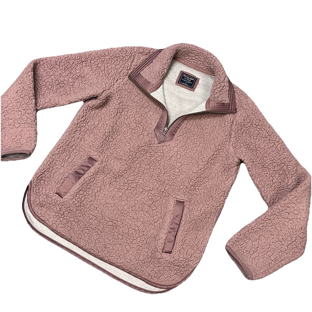 Abercrombie & Fitch Womens Size S Half Zip Pullover Sweater Jacket Sherpa Fleece